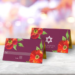 Bourgogne Bat Mitzvah Bold Bloemen Waterverf Moder Plaatskaartje<br><div class="desc">Geen Bat Mitzvah partij is volledig zonder gepersonaliseerde plaatskaarten. Laat je favoriete Bat Mitzvah trots zijn, blij en vieren haar mijlpaal op haar perfect gecoördineerde feest. Deze verfijnde, chic, verbluffend, bloedige waterverf met het moderne san serif type bedekt een woeste achtergrond. Faux goudfolie leidt naar binnen. Pas de douanetekst op...</div>