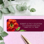 Bourgogne Bat Mitzvah Floral Modern Retouradres Etiket<br><div class="desc">Wees trots, verheug en toon deze mijlpaal van je favoriete Bat Mitzvah met dit geavanceerde, gepersonaliseerde etiket van je retouradres! Een griezelige, verbluffende waterverf en een moderne san serif bedekken een ongerepte achtergrond. Pas de douanetekst met jouw naam en adres aan. Gegarandeerd om stijlvol plezier toe te voegen aan al...</div>