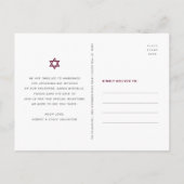 Bourgogne Bat Mitzvah Save Date Floral Waterverf Uitnodiging Briefkaart (Achterkant)