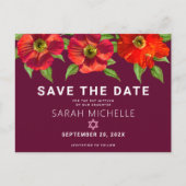 Bourgogne Bat Mitzvah Save Date Floral Waterverf Uitnodiging Briefkaart (Voorkant)
