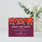 Bourgogne Bat Mitzvah Save Date Floral Waterverf Uitnodiging Briefkaart (Staand voorkant)