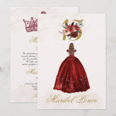 Bourgogne beige Quinceañera uitnodiging in het Spa (Voorkant / Achterkant)