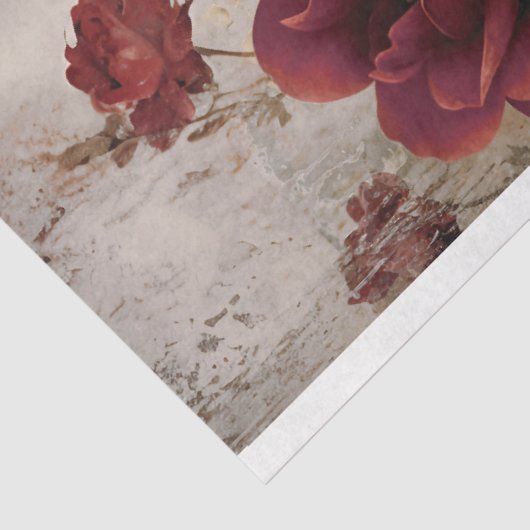 Bourgogne & Beige, Rozen Bloemen, Shabby Chic Tissuepapier (Detail)
