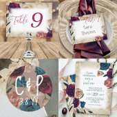 Bourgogne & Beige Rozen Trouwtafel Nummer Teken Kaart