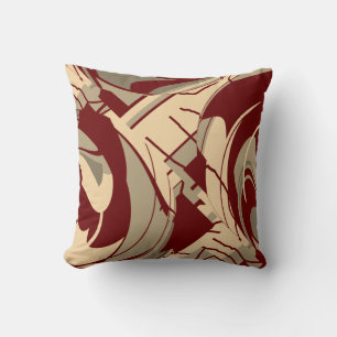 Bourgogne Beige Taupe Lush Leaves Floral Art Desig Kussen