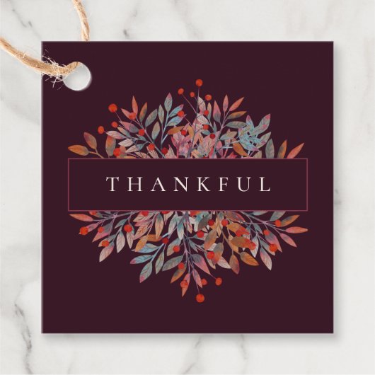 Bourgogne bessen & bladeren  botanische bedankjes labels (Voorkant)