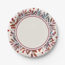 Bourgogne bessen & Blauwgroen bladeren Ivoor Papieren Bordje