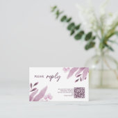 Bourgogne Big Leaves Bruiloft RSVP Informatiekaartje (Staand voorkant)