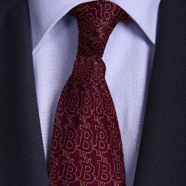 Bourgogne Bitcoin Symbool Omtrek Patroon Stropdas