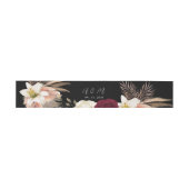 Bourgogne Black Floral Wedding Belly Band Uitnodigingen Wikkel (Vlak)