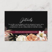 Bourgogne Black Floral Wedding Details Informatiekaartje (Voorkant)
