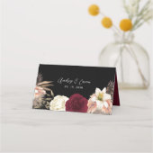 Bourgogne Black Floral Wedding Place Card Plaatskaartje (Achterkant)