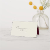 Bourgogne Black Floral Wedding Place Card Plaatskaartje (Voorkant)