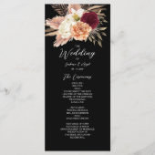 Bourgogne Black Floral Wedding Programmakaart (Voorkant)