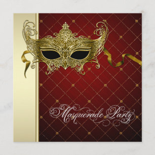 Bourgogne Black Gold Masquerade Party Uitnodiginge Kaart