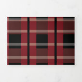 Bourgogne Black Plaid White Ring Logo bruiloft Drieluik Uitnodiging (Cover)
