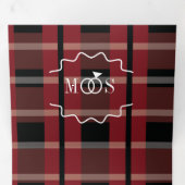 Bourgogne Black Plaid White Ring Logo bruiloft Drieluik Uitnodiging (Binnenzijde eerst)