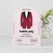 Bourgogne Black Tuxedo Bachelor Party Uitnodiging (Staand voorkant)