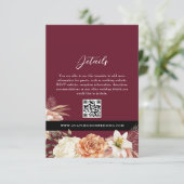 Bourgogne Black Wedding Details QR Kaart (Staand voorkant)