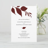 Bourgogne blad bruiloft uitnodiging (Staand voorkant)