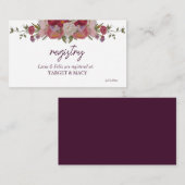 Bourgogne Blad en Bloemen Bruiloft Geregistreerde  Informatiekaartje (Voorkant / Achterkant)