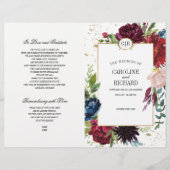 Bourgogne | Blauw | Programma voor het rode Floral (Voorkant)