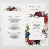 Bourgogne | Blauw | Programma voor het rode Floral (Voorkant / Achterkant)