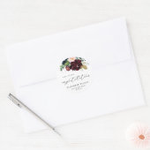 Bourgogne Blauwe Bloemen Gefeliciteerd Afstuderen Ronde Sticker (Envelop)