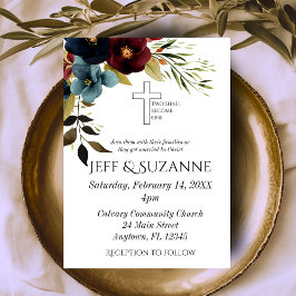 Bourgogne Blauwe Bloemen Kruis twee worden een bru Kaart