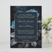 Bourgogne Blauwe Rozen Bruiloft Kaart (Staand voorkant)