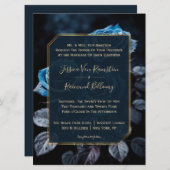 Bourgogne Blauwe Rozen Bruiloft Kaart (Voorkant / Achterkant)