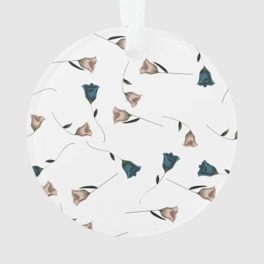 Bourgogne, Blauwgroen, Beige Bruiloft Rozen Kerstc Ornament (achterkant)