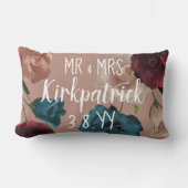 Bourgogne, Blauwgroen, Beige Bruiloft Rozen Pas ge Kussen (Voorkant)