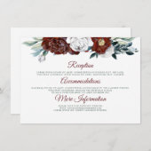 Bourgogne Blauwgroen en Witte bruiloft Informatie  Informatiekaartje (Voorkant / Achterkant)