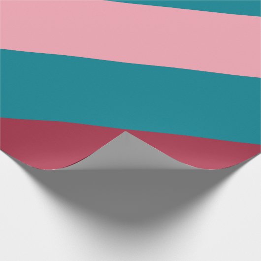 Bourgogne, Blauwgroen, & roze diagonaal gestreept  Cadeaupapier (Hoek)