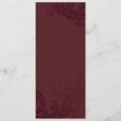 Bourgogne Bloeiende Skinny Wedding Table Menu (Achterkant)