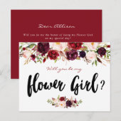 Bourgogne bloeit, word jij mijn Bloemenmeisje kaar Uitnodiging Briefkaart (Voorkant / Achterkant)