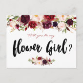 Bourgogne bloeit, word jij mijn Bloemenmeisje kaar Uitnodiging Briefkaart (Voorkant)