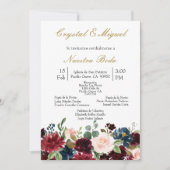 Bourgogne bloem bruiloft uitnodiging (Voorkant)