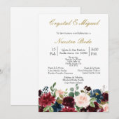 Bourgogne bloem bruiloft uitnodiging (Voorkant / Achterkant)