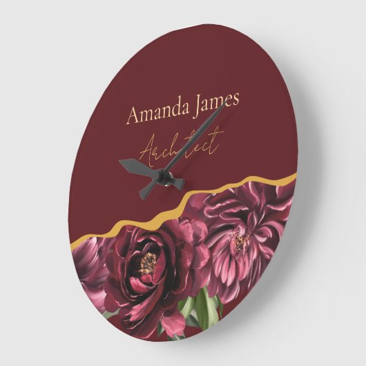 Bourgogne Bloem Elegantie met Gouden Accent Grote Klok (Hoek)