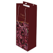 Bourgogne Bloem Elegantie met Gouden Accent Wijn Cadeautas (Voorkant Gekanteld)