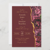 Bourgogne Bloem Elegantie met Gouden Accenten Brui Kaart (Voorkant)