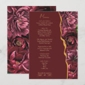Bourgogne Bloem Elegantie met Gouden Accenten Brui Menu (Voorkant / Achterkant)