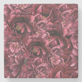 Bourgogne Bloem Elegantie Stenen Onderzetter (Voorkant)