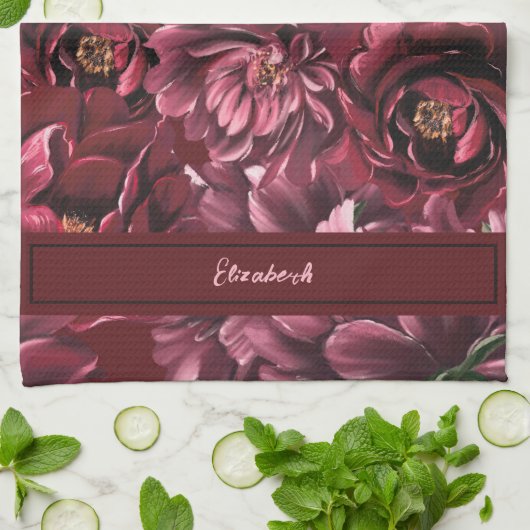 Bourgogne Bloem Elegantie Theedoek (Gevouwen)