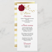 Bourgogne bloem goud & wit bruiloft menu (Voorkant / Achterkant)