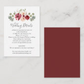 Bourgogne Bloem Groen Bruiloft Details Informatiekaartje (Voorkant / Achterkant)