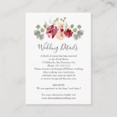 Bourgogne Bloem Groen Bruiloft Details Informatiekaartje (Voorkant)