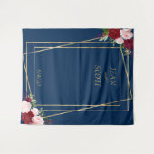 Bourgogne Bloem Navy Goud Lijst Blush Roze Wandkleed (Voorkant (horizontaal))